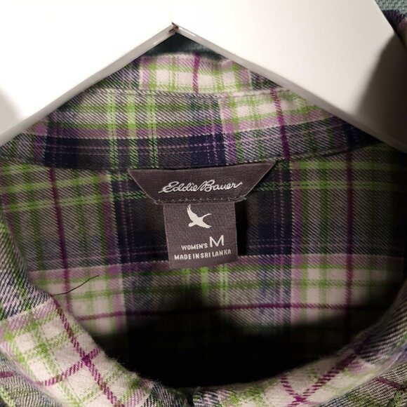 EDDIE BAUER Shirt Womens Medium Long Sleeve Check Button Up - Picture 8 of 8
